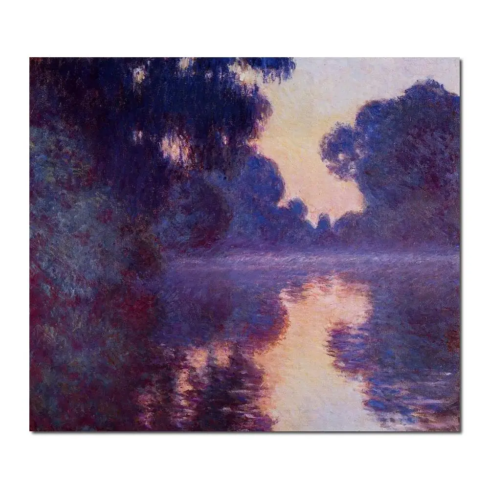 Arm of the seine near giverny at sunrise by Claude Monet Reproduction oil painting Canvas art Handmade High quality