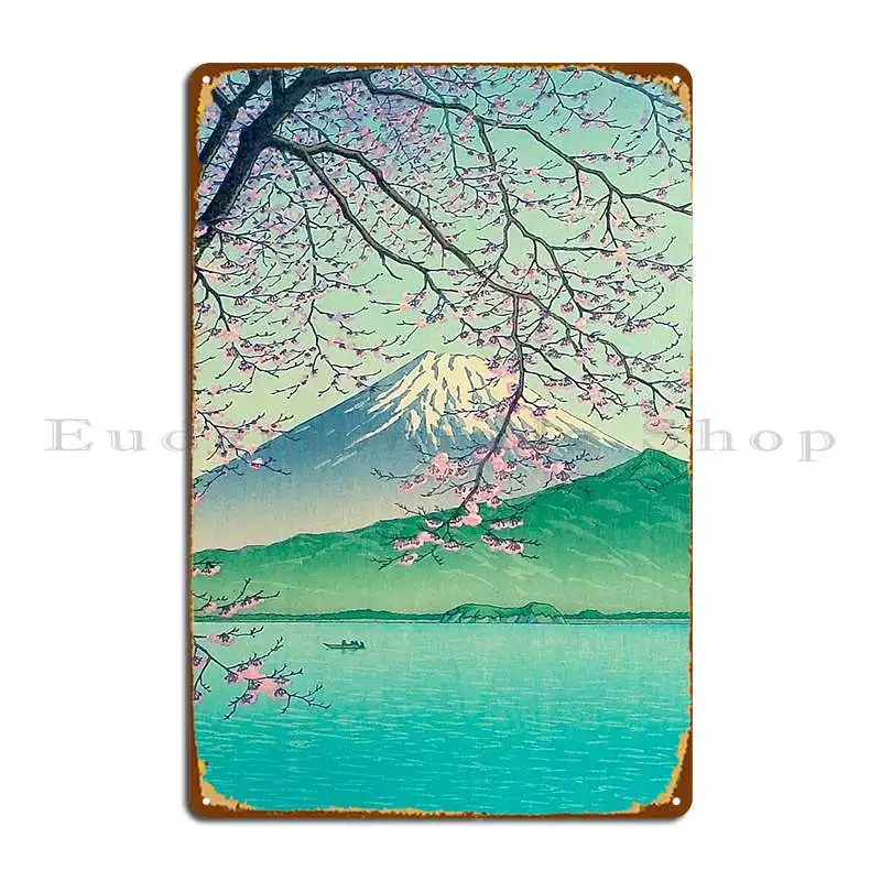 Kawase Hasui Mt Fuji From Kishio Vintage Japanese Metal Plaque Printed Party Wall Decor Party Cinema Tin Sign Poster