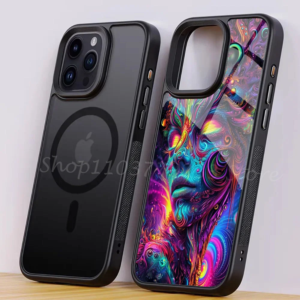 Trippy Tribal Psychedelia Phone Case For IPhone 15 14 13 Pro Max 11 Mini Alex Mirror For Magsafe Wireless Charging Cover