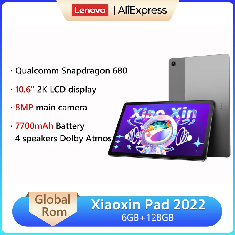 Tablet Lenovo-Xiaoxin Pad, Snapdragon 680, Octa Core, Display LCD 2K de 10,6 ", câmera principal de 8MP, bateria de 7700mAh, câmera global, 2022