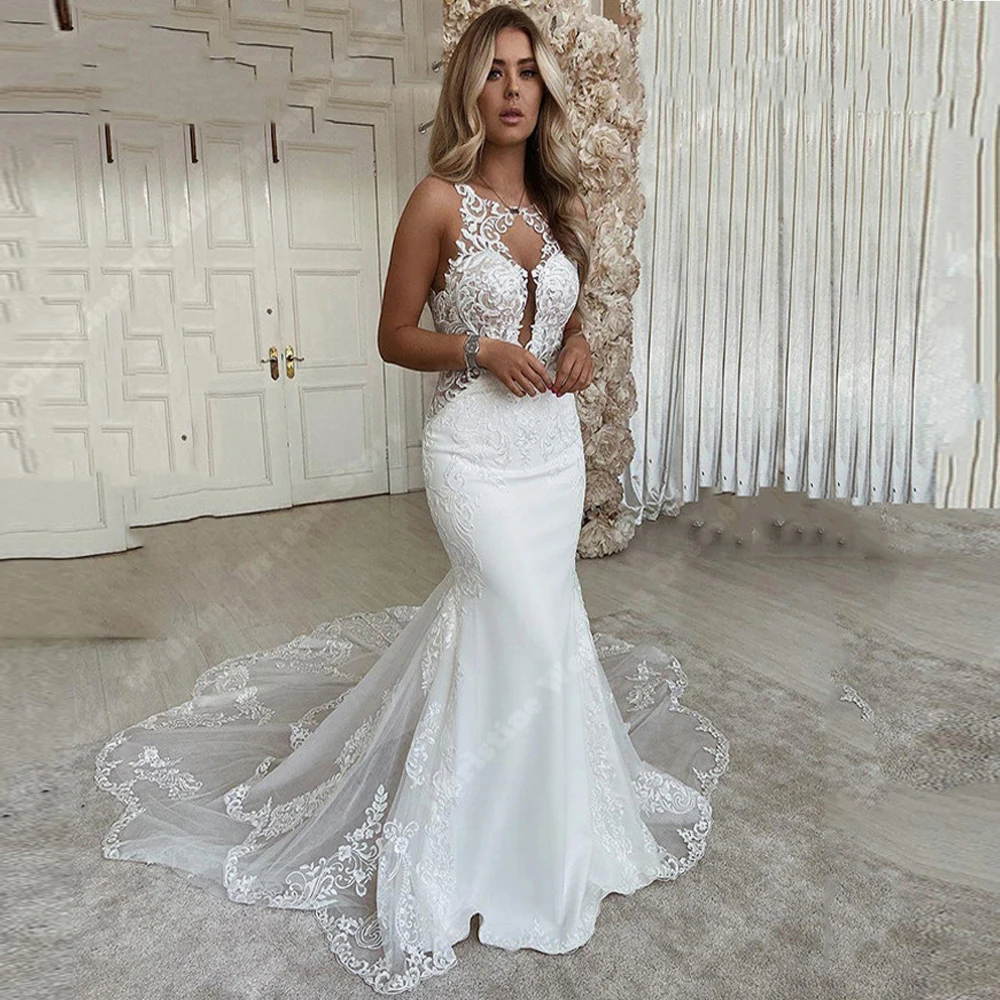 Nepopsaný tyl celebrity mořská panna ženy svatební 2024 nestandartní vyrobené svatební gowns vytírání délka kněžna bohémský vestidos de novias