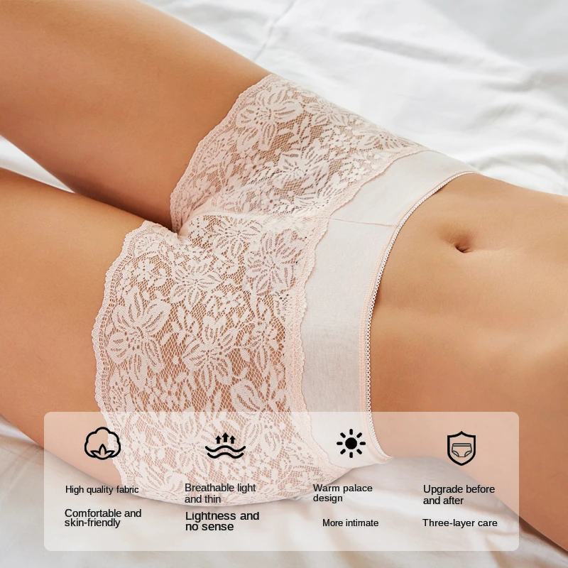 1PCS Floral Lace Panties Low Rise Sexy Lingerie Female Breathable Underwear Solid Color Boyshort Transparent Underpants Elastic