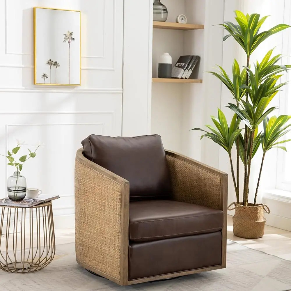 

Swivel Barrel Chair, 360 Degree Swivel Accent Chair With Armrest And Backrest, Comfy Round Accent Arm Chair, Leisure Barrel