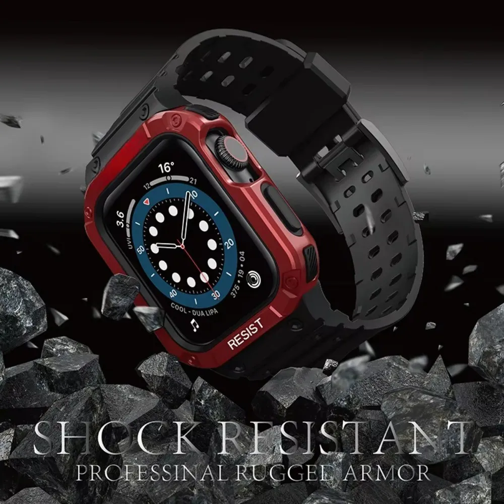 Чехол для ПК + силиконовый ремешок из ТПУ, браслет для Apple Watch 10, 46 мм/42 мм, ультра 49 мм, 45 мм, 44 мм, 40 41 мм, серия 10, 9 8 7 6 5 4 3 se