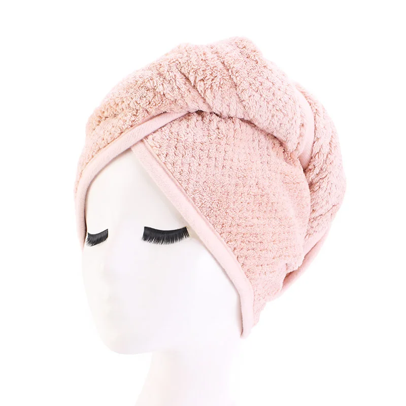 Hair Dry Turban Towel Wraps Solid Color Dry Hair Cap Quick Drying Towel Unisex Soft Bath Head Wraps