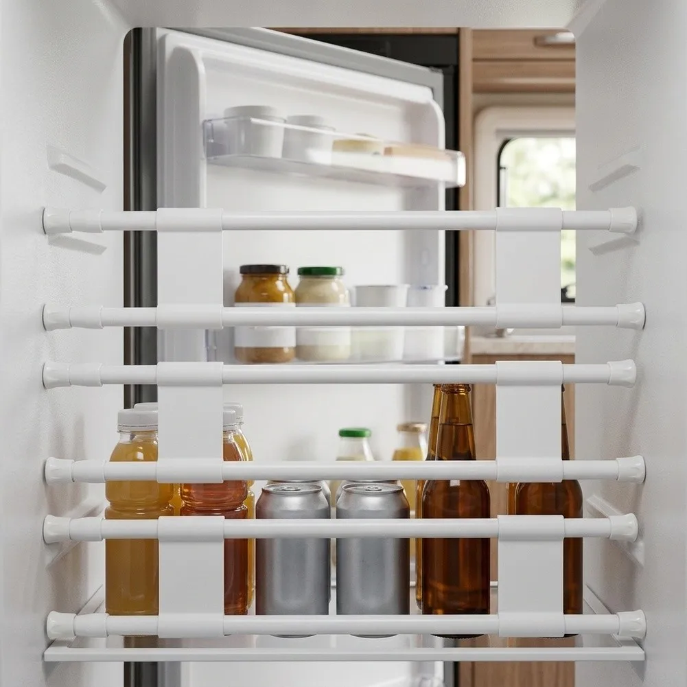 4pcs 40-70cm White Adjustable For RV For Refrigerator Bar Double for row For Caravans Closet Organizers Cabinet Dividers