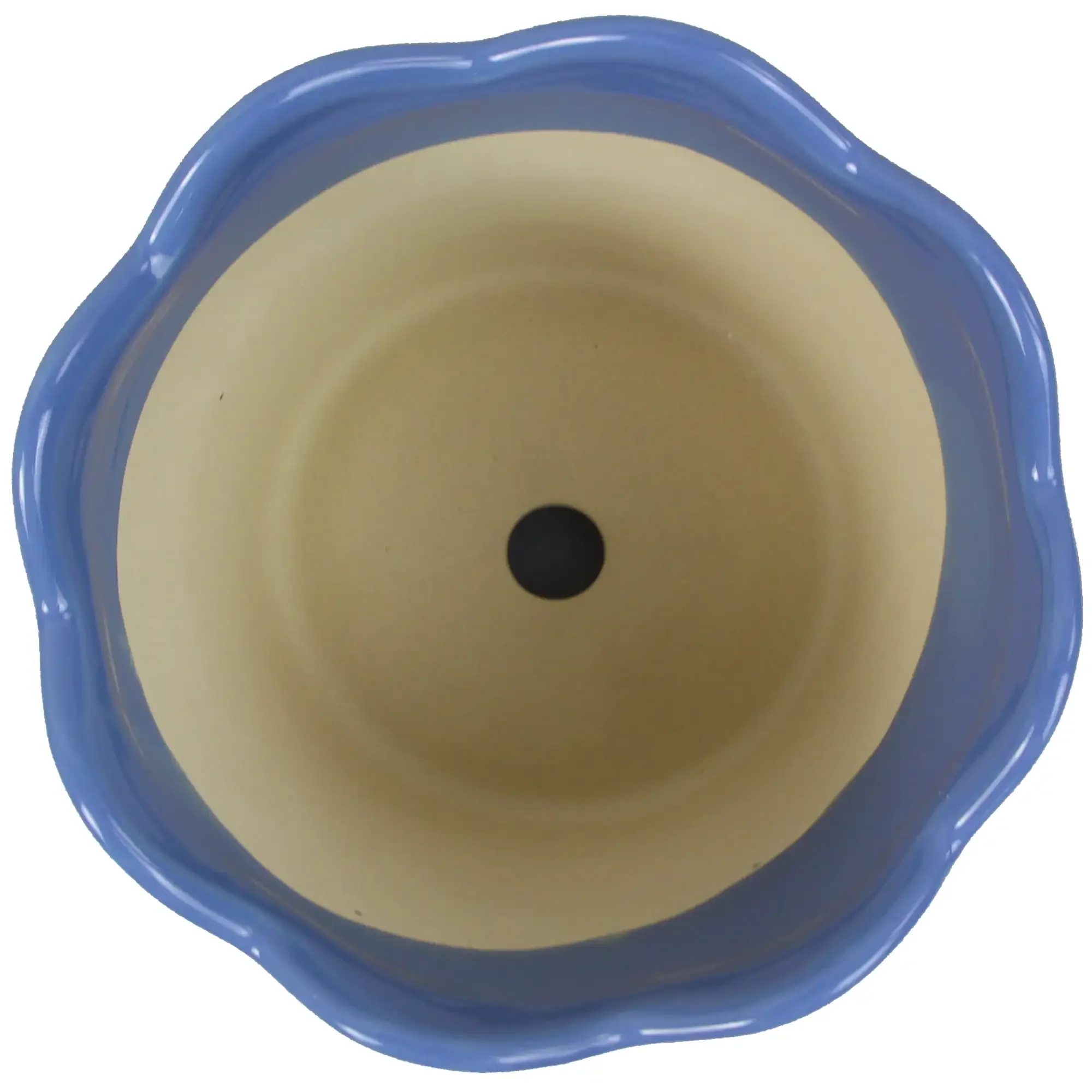 4in Scallop Blue Round Ceramic Planter