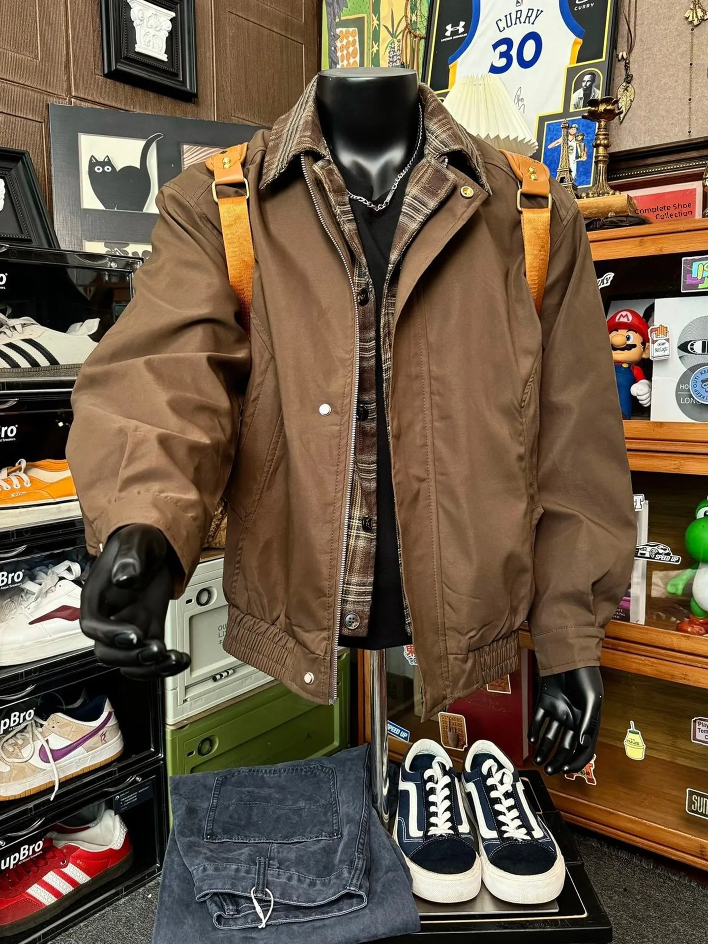 

Коричневая хлопковая бейсбольная куртка для мужчин с воротником и узором в стиле пэчворк, молодежная зимняя верхняя одежда в американском стиле для подростков