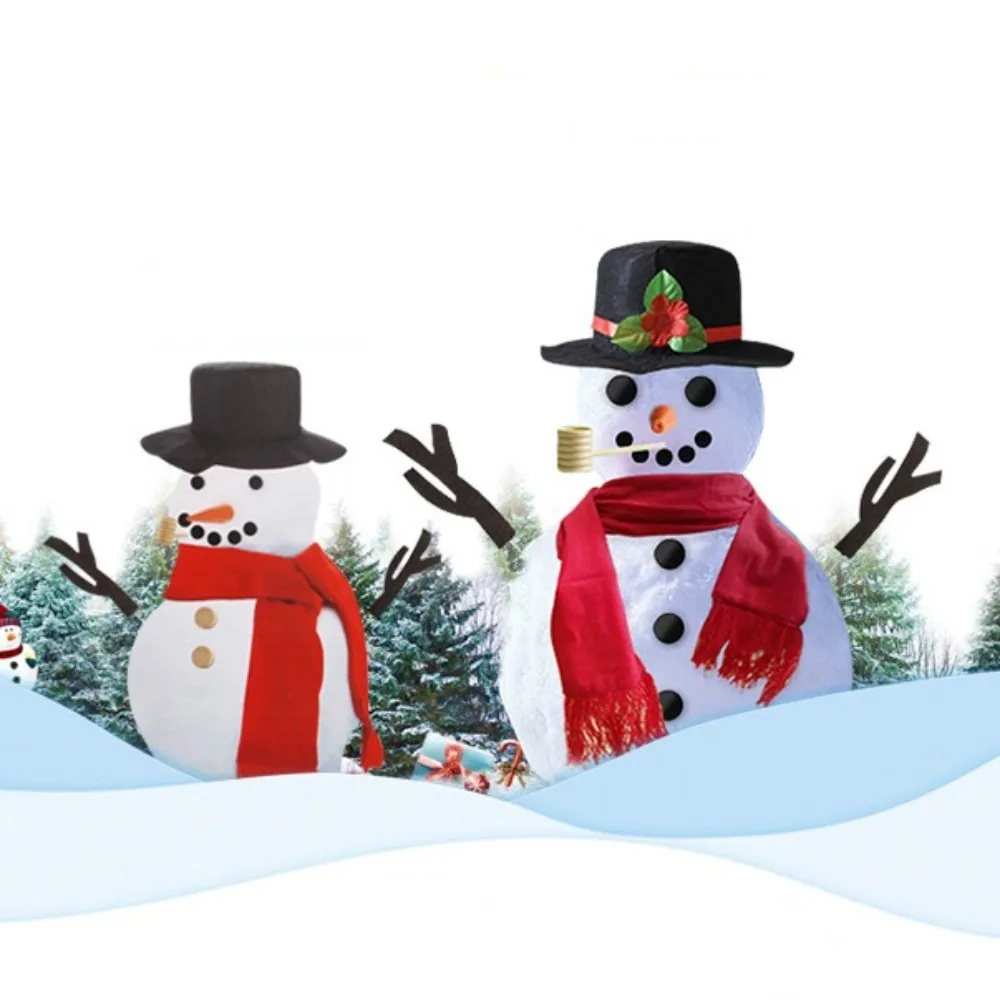 Carrot Noses Xmas Snowman Decorating Kit Scarf Dress-up Snowman Dressing Making Kit Buttons DIY Christmas Snowman Kit