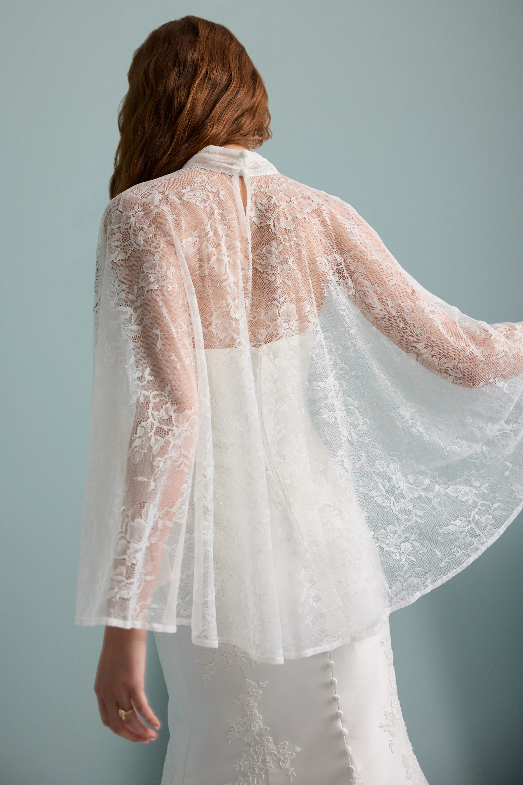 Customized Lace Wedding Bolero High Neck Pleats Formal Party Bride Shrug Bridal Capes Women Accessory