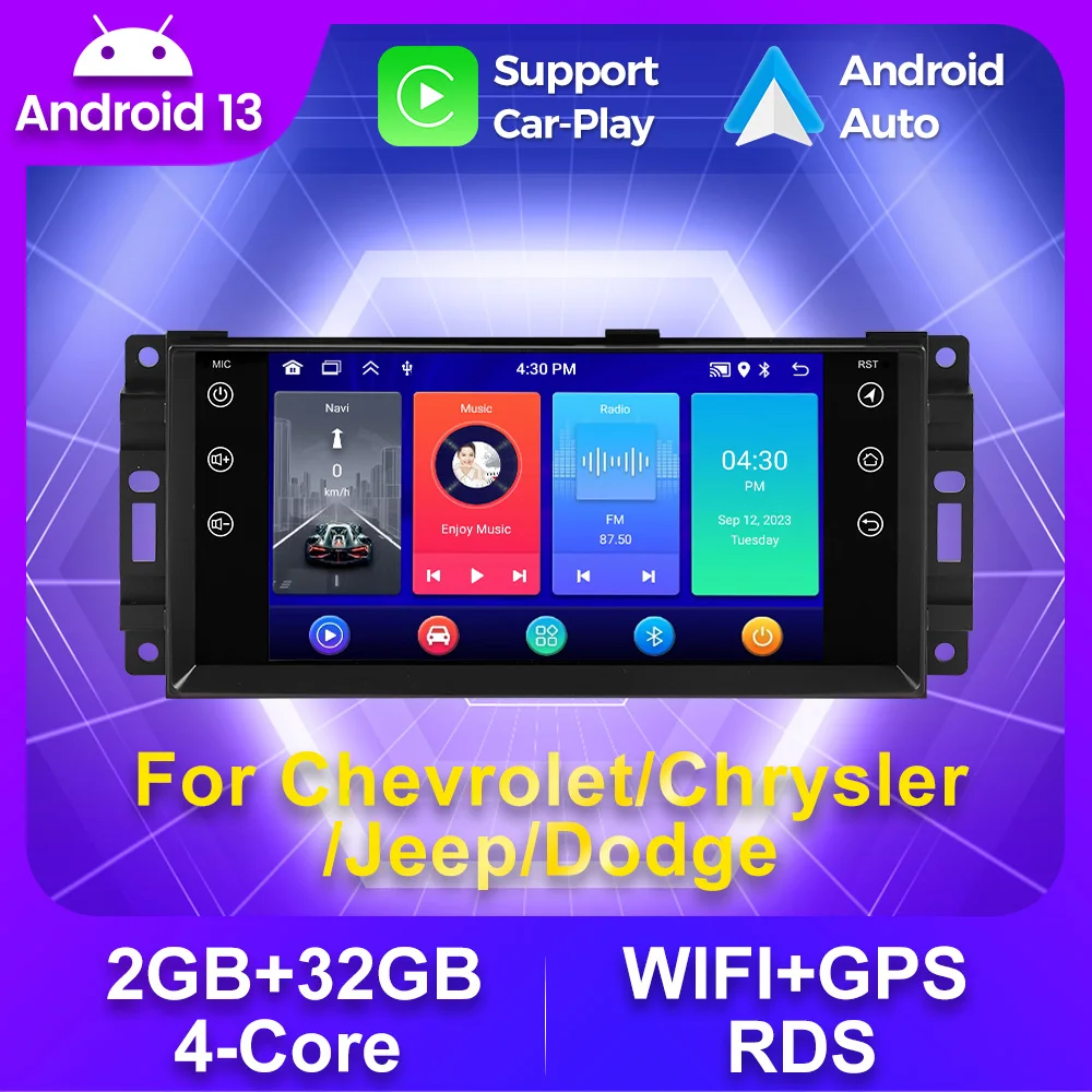7 Zoll 2din Autoradio Android Car-Play Auto für Chevrolet Chrysler Jeep Dodge Multimedia Wifi Video
