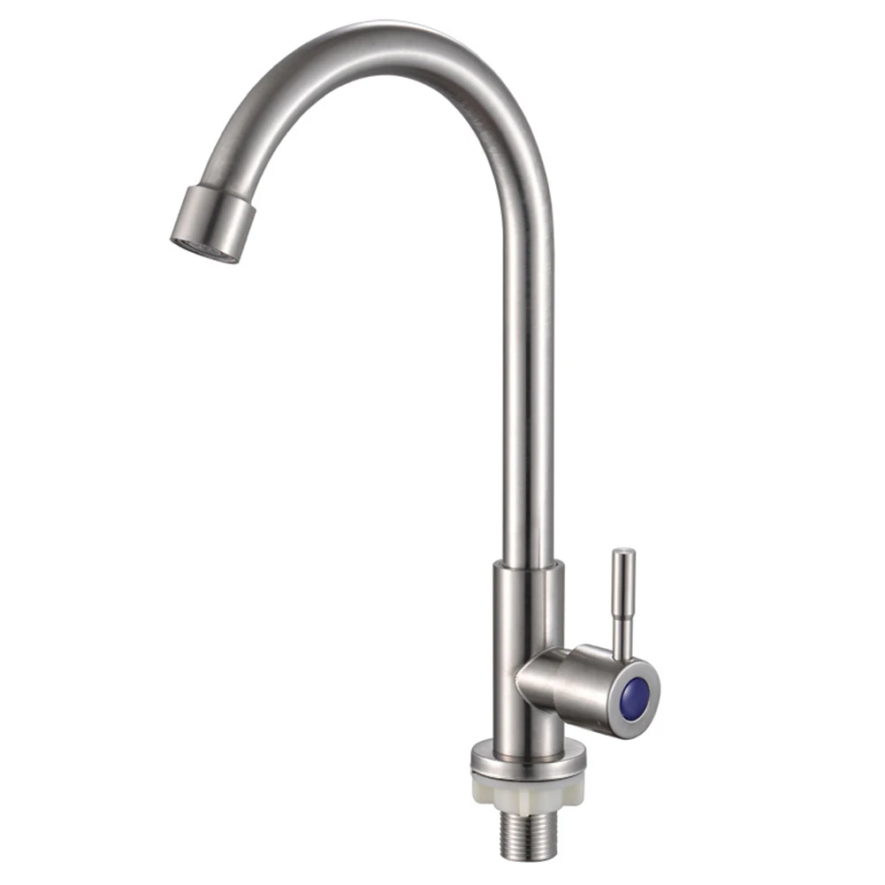 

Kitchen Faucet Stainless Steel Water Tap Single -=Cold -=Rotation Deck Mounted Single Lever Bathroom Kitchen Sink Faucet