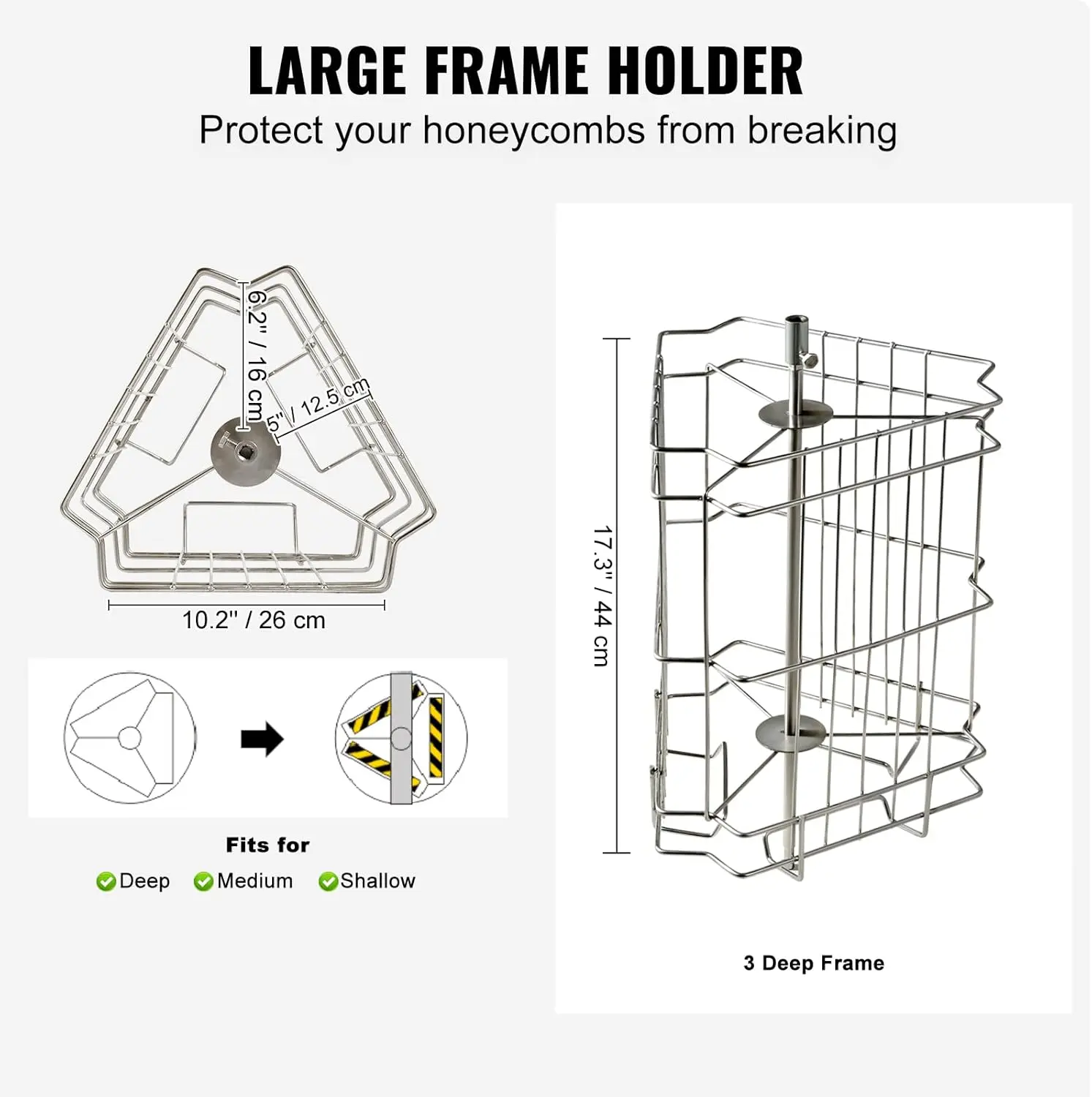 Honey Extractor, 3 Frame Stainless Steel Manual Beekeeping Extraction, Honeycomb Drum Spinner with Transparent Lid