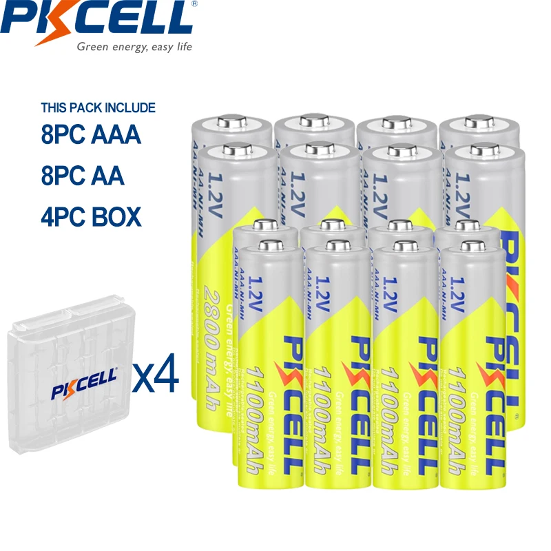 Akumulatory PKCELL 12Pcs AA 2800mAh + 12PC AAA 1100mAh 1.2V NI-MH AA akumulator AAA do aparat zabawka