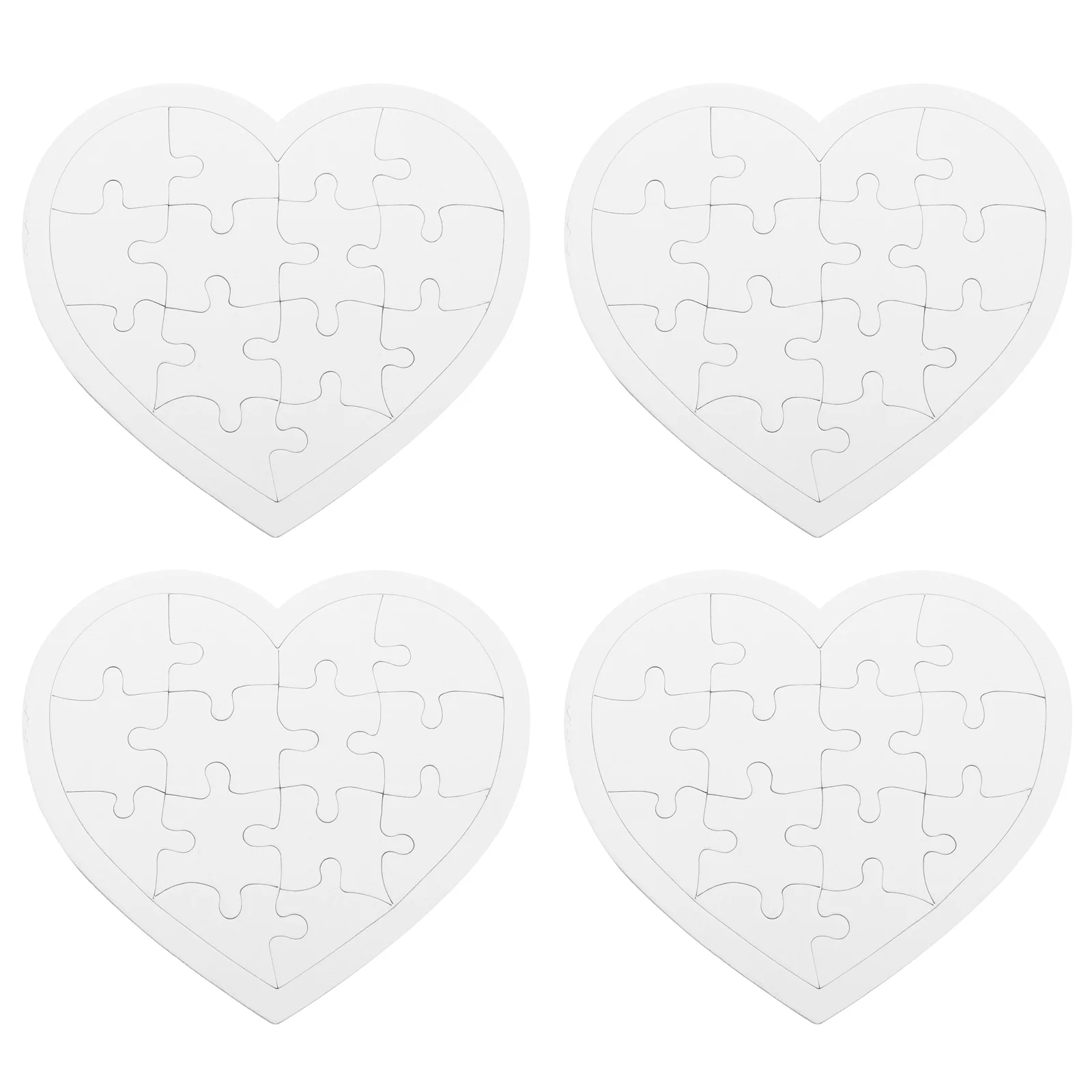 4 Sets Heart-shaped Puzzle Toddler Puzzles Printable Jigsaw Paper Blank Coloring Graffiti
