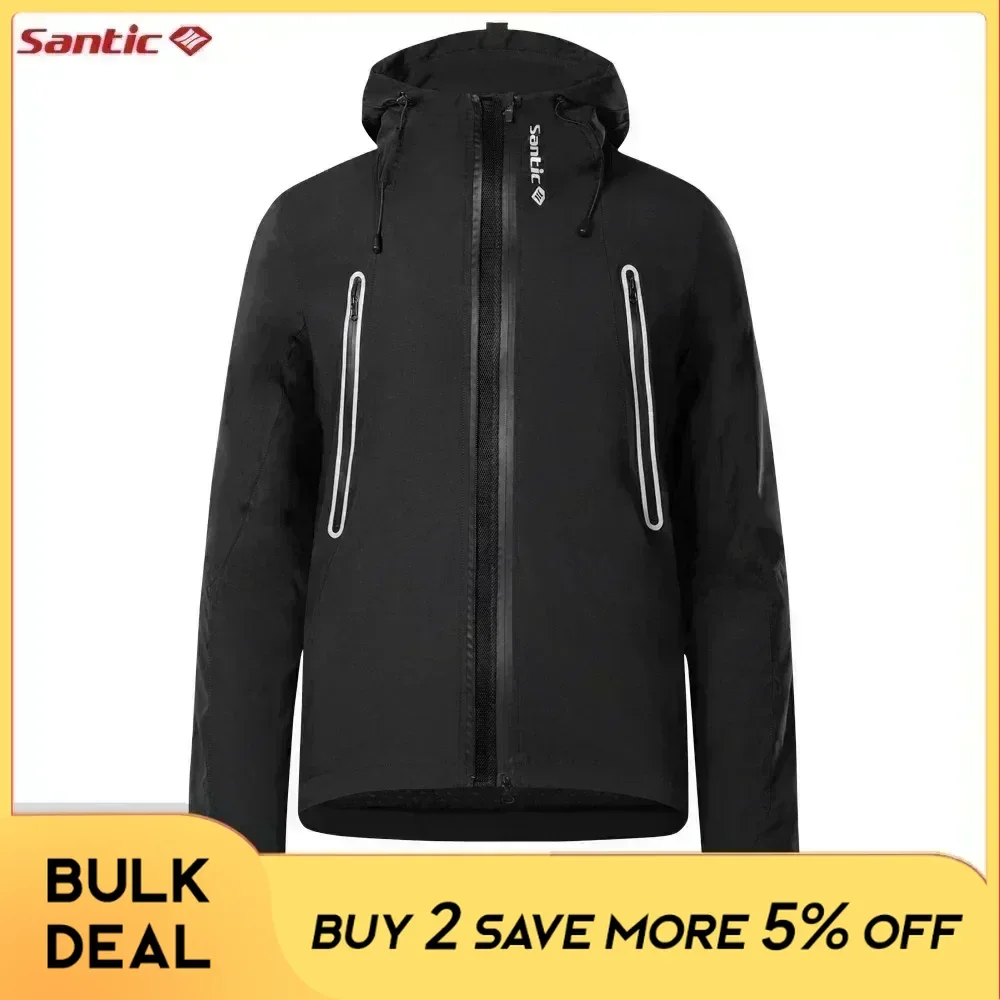 Santic Waterproof Winter Jacket Multi-pockets Windproof Full Zipper Bicycle Clothing Outdoor MTB Road Riding Cycling Jacket Tops