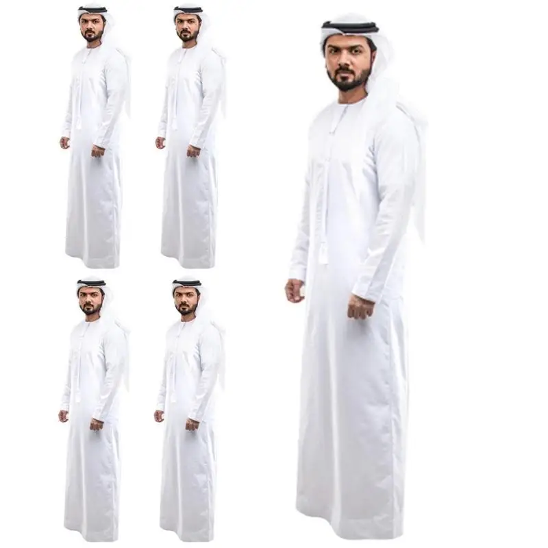652f Man musulmani tondo thobe arabo thobe saudita jubba maniche lunghe kaftan