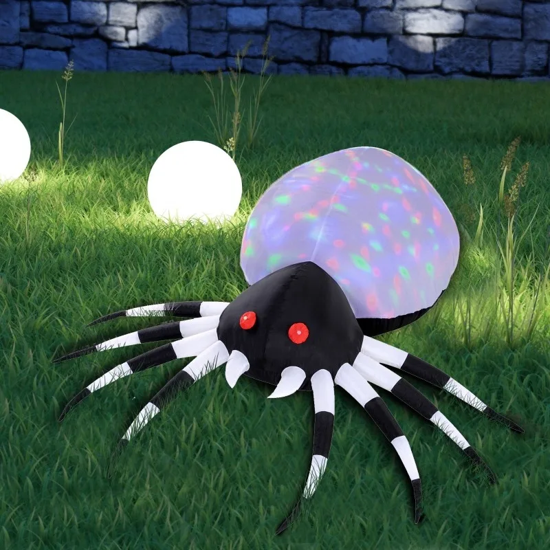 Giocattoli gonfiabili da 6 piedi Decorazione natalizia con ragno di Halloween con luce magica gonfiabile per decorazioni per prati da giardino all'aperto