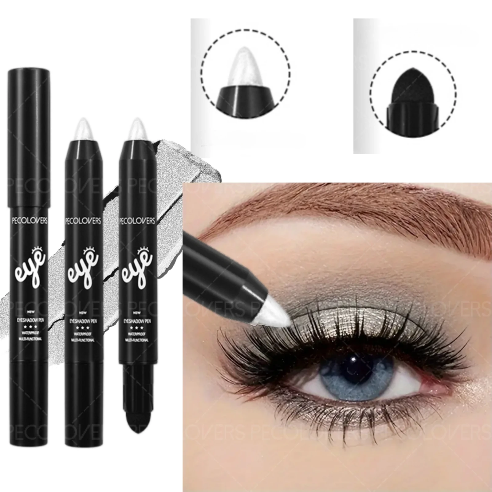 Matte White Eye Shadow & Aegyo Sal Highlighter Pen - Professional K-Beauty Cosmetic, Perfect for Glitter Eye Makeup for Women