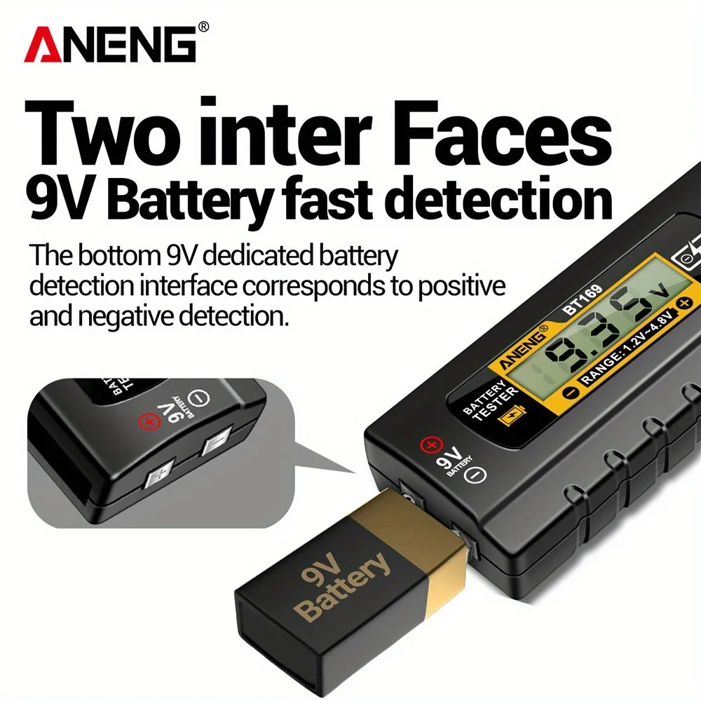 2 шт. цифровые тестеры батарей ANENG BT169 детектор тестер емкости батареи AA/AAA/C/D/9 В/1,5 В кнопочный аккумулятор тестер электроэнергии инструмент