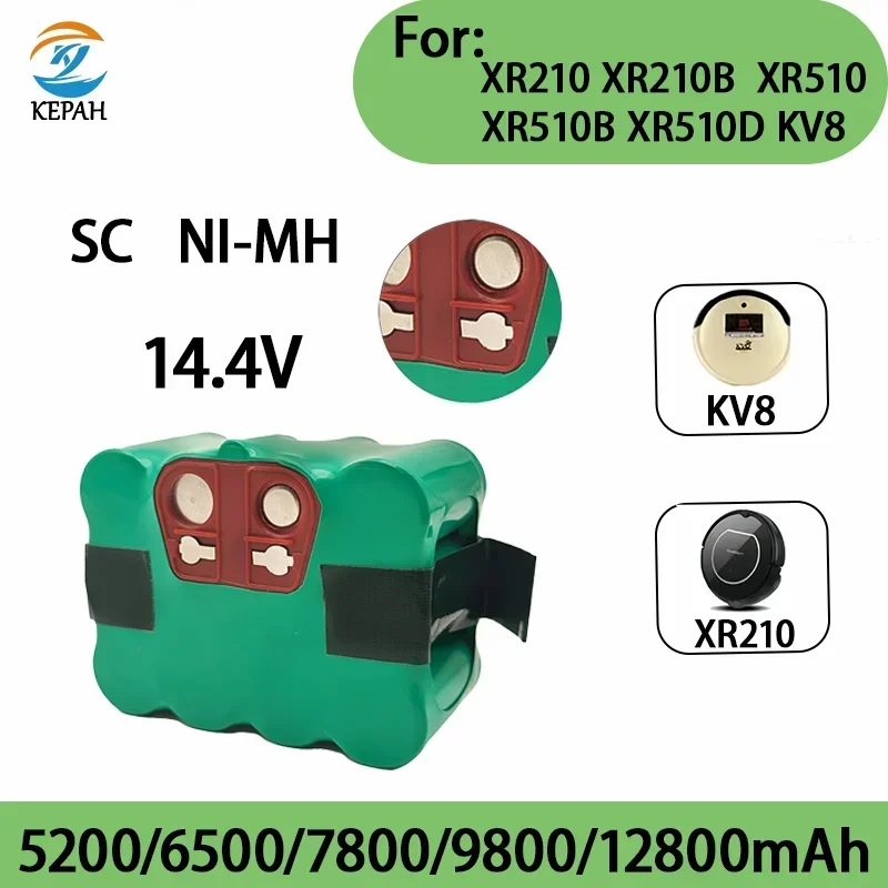 14.4V SC Ni-MH Rechargeable Battery Pack 6500mAh Vacuum Cleaner Sweeping Robot for KV8 XR210 XR510 XR210A XR210B XR510B XR