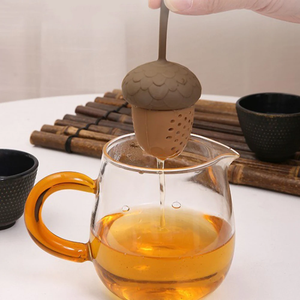 New Tea Bag Cooking Strainer Acorn Shape Gadgets Silicone Tea Infuser Tea Tools Spice Diffuser Kitchen Accessories