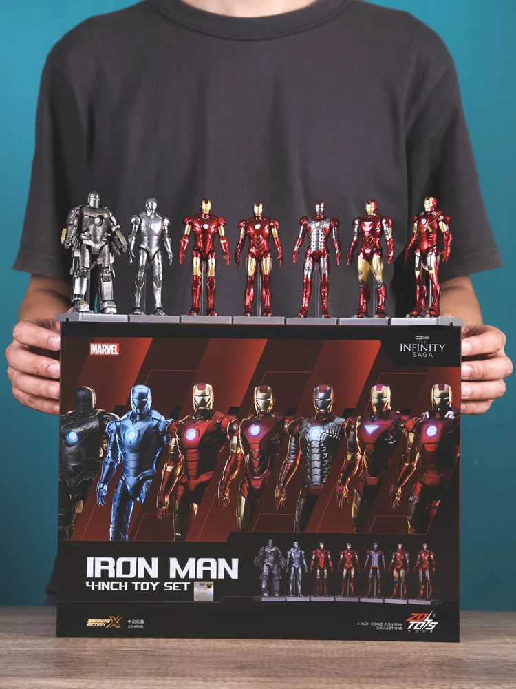 ZD toys 10cm Iron Man Action Figure model MK1-MK7 With Gnaku series Collect ornaments