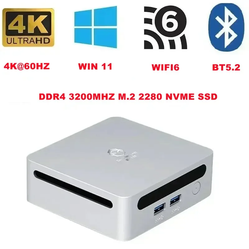 Harse MINI PC R5 5600H /R7 5800H /R7 4800H /R7 4700U Mini PC WINS 11 DDR4 3200Mhz NVME SSD WIFI 6 BT5.2 Gaming Computer MINI PC