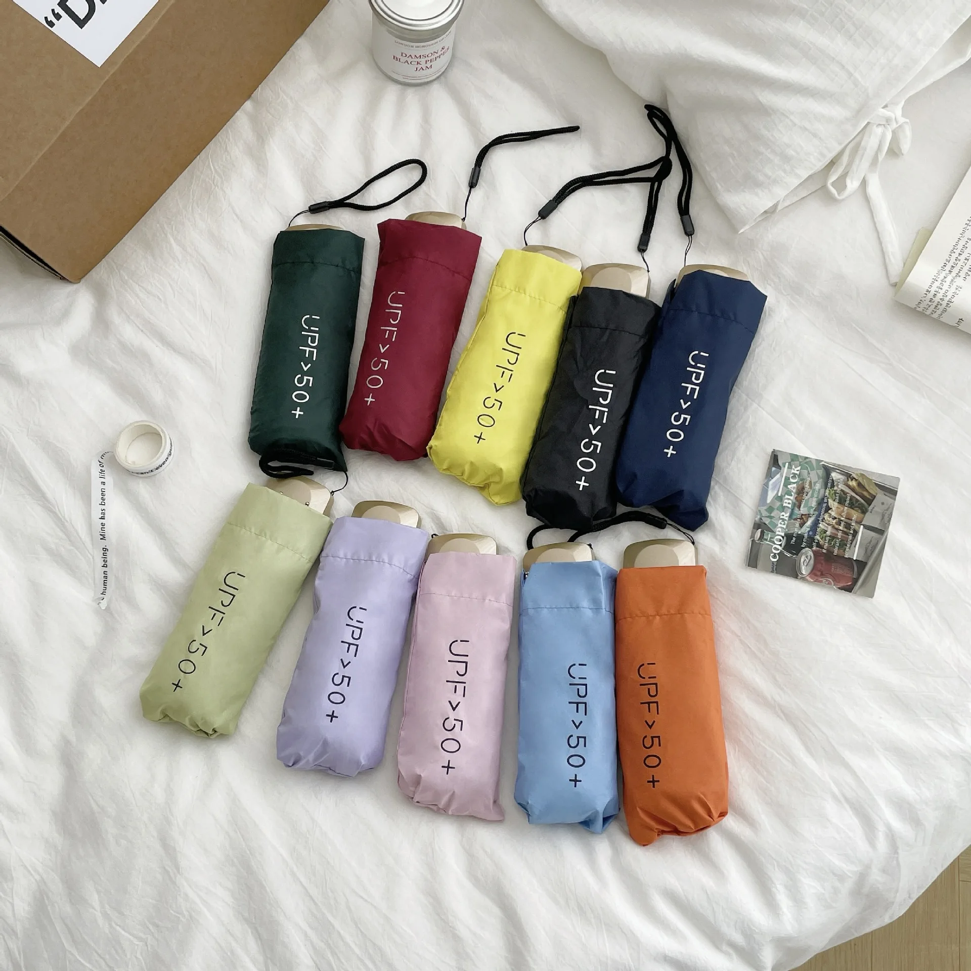 مظلة مسطحة بخمسة أضعاف، مظلة شمسية مدمجة ومحمولة، مظلة كبسولة صغيرة، مظلة فينيل قابلة للطي #1