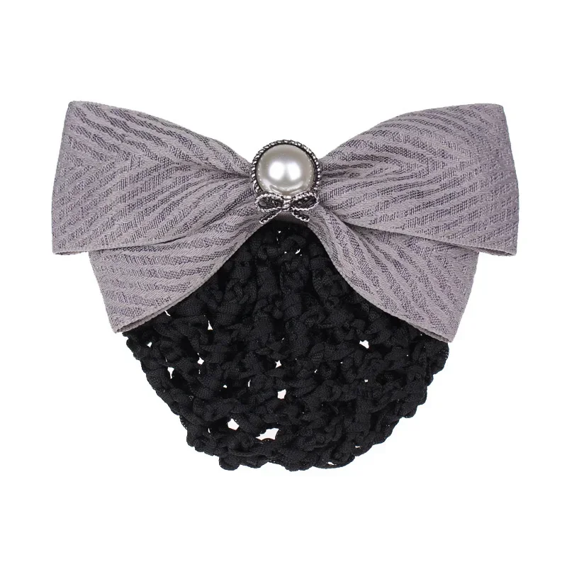 Women Hair Clip Professional Headdress Simple Bow Hairpins Bank Stewardess Nurse Pocket Net Pocket Bun Snood Hair Accessories