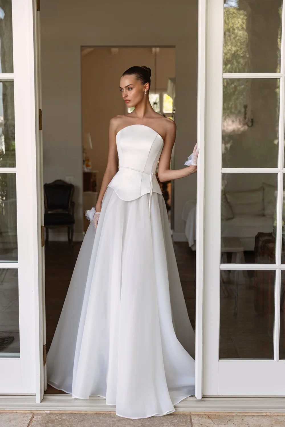 

A line Wedding Dresses Satin Dress Vestidos De Novia Dos Piezas Vestido Sencillos For Woman Elegant Boda Civil Alta Costura Gown