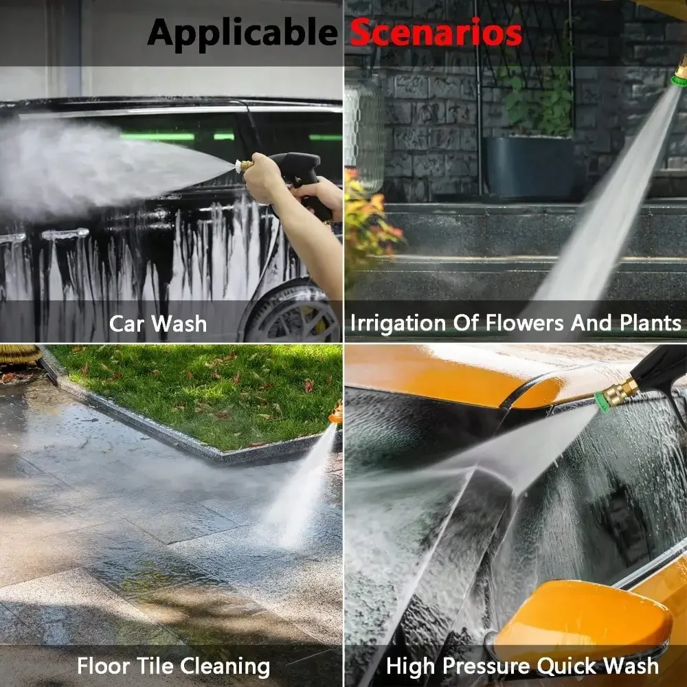 مسدس مياه لغسيل السيارات على شكل مروحة عالية الضغط - اتحاد فوهة 5 ألوان من الألومنيوم لتنظيف السيارات
