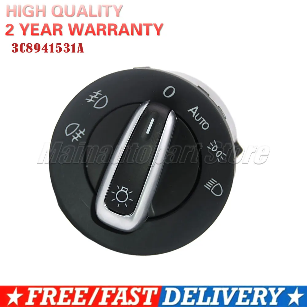 Fast shipping 6pcs/Set Chrome Headlight Windows Mirror Switch Button for VW Passat B6 Jetta Golf MK5