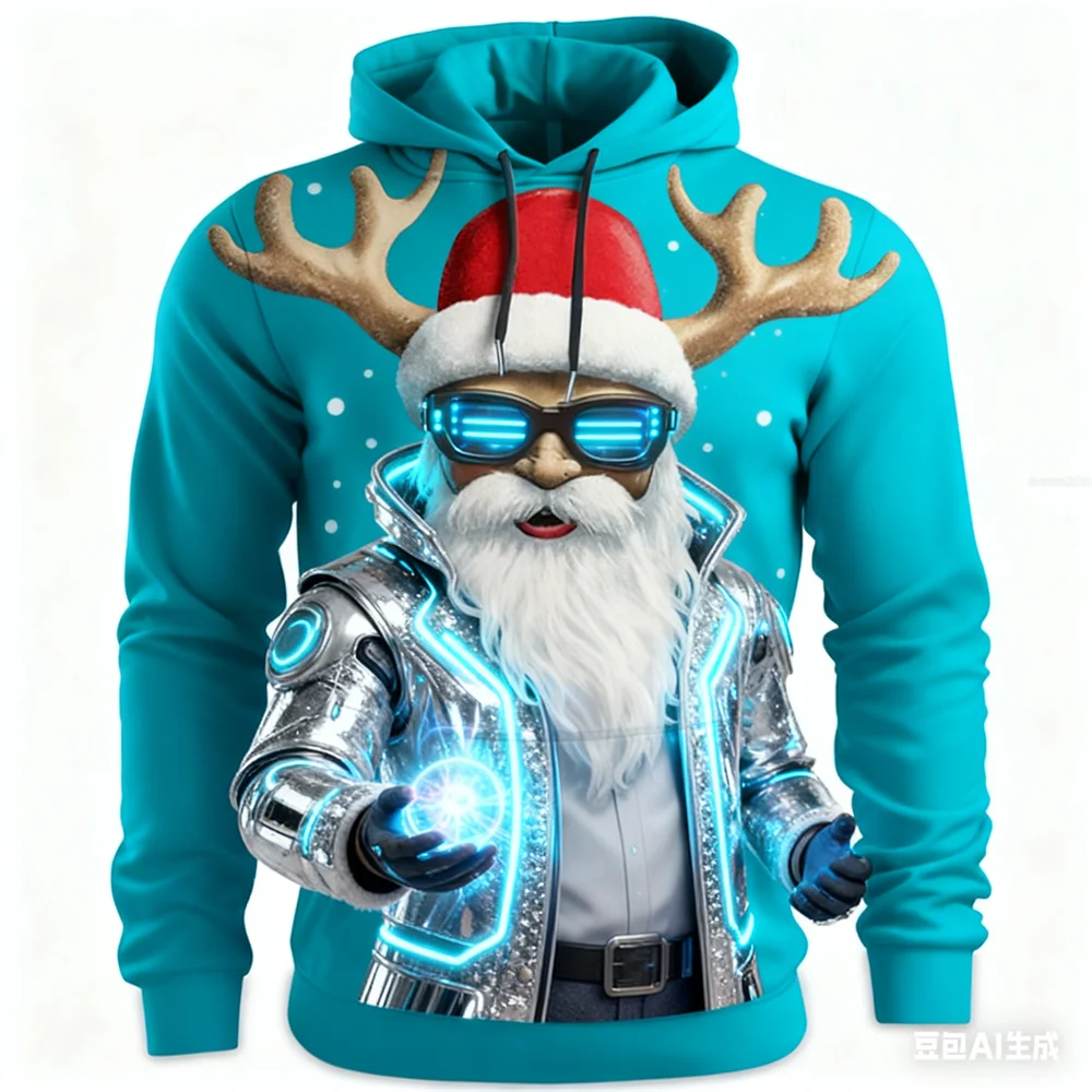 Christmas Autumn Men's Hoodie Fun Santa Claus pattern print man y2k clothing hoodies for man Winter new in hoodies & sweatshirt