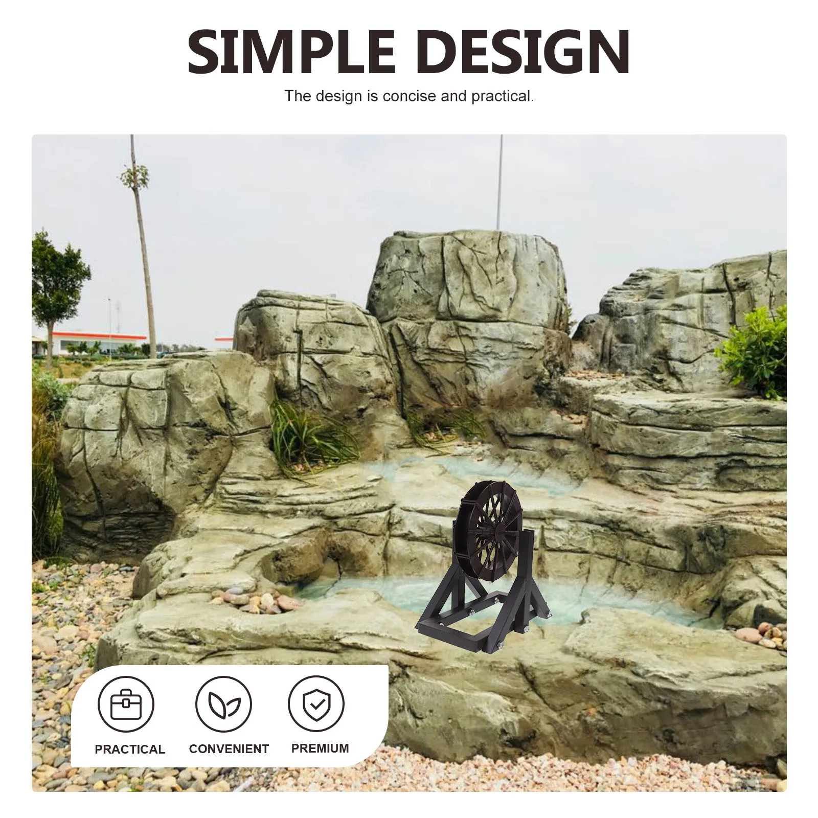 

Waterwheel Bracket Set Iron Micro Landscape Desk Waterfall Fountain Props Replacement Wheels Resin Ornament Diy Water Wheel