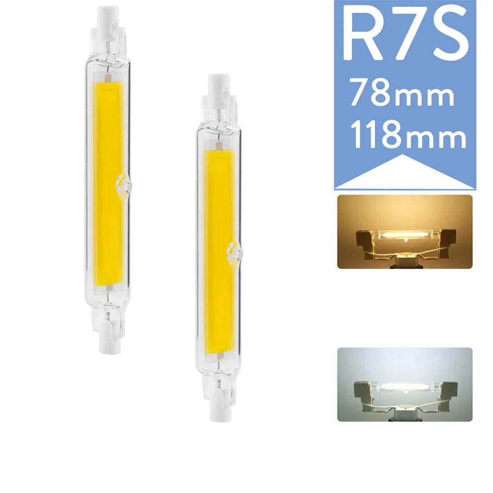 Dimmable R7S LED 118mm COB Tube Bulb 78mm Floodlight 110V 220V 7W 15W 28W Landscape Lights Replacement for Halogen Light Bulbs