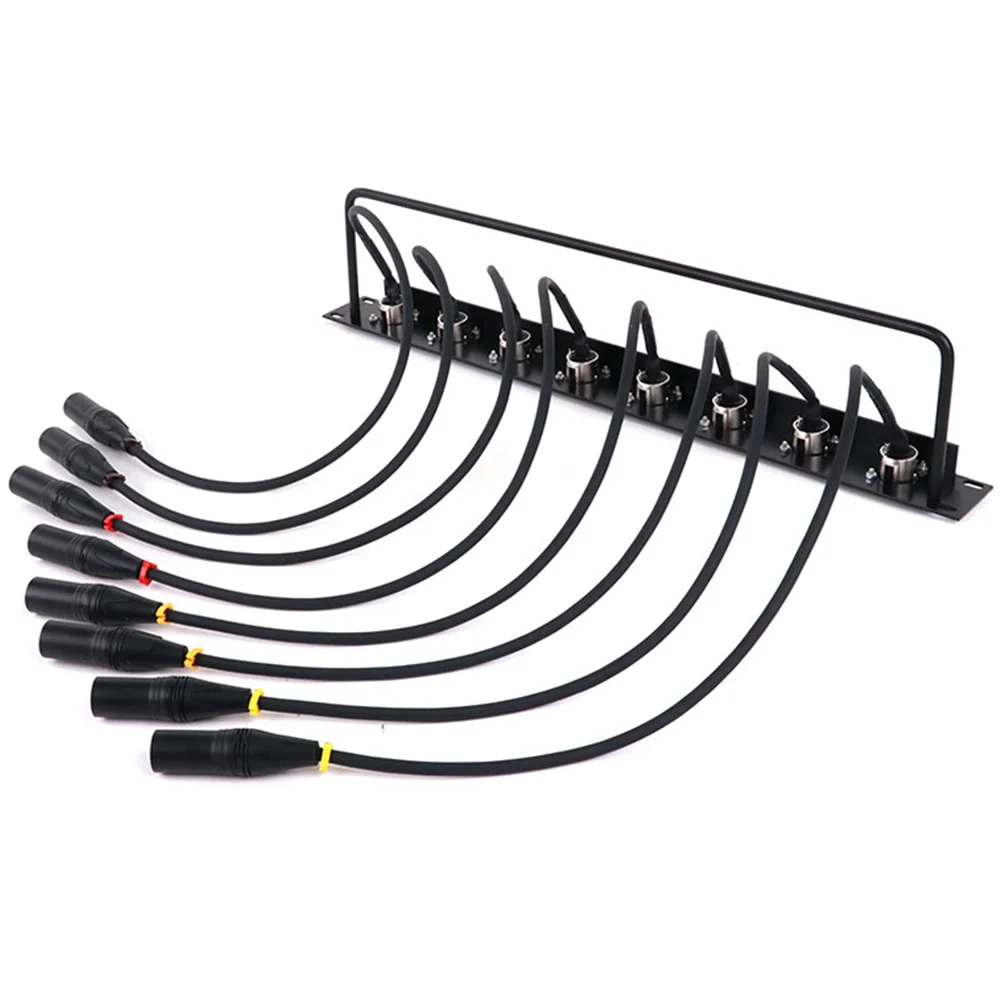 8-Hole 3Pin XLR Panel Mount MIC Male Socket to 3Pin XLR Male Audio Extension Cable,Customized 8-Way 1U Cabinet XLR Jumper Rack