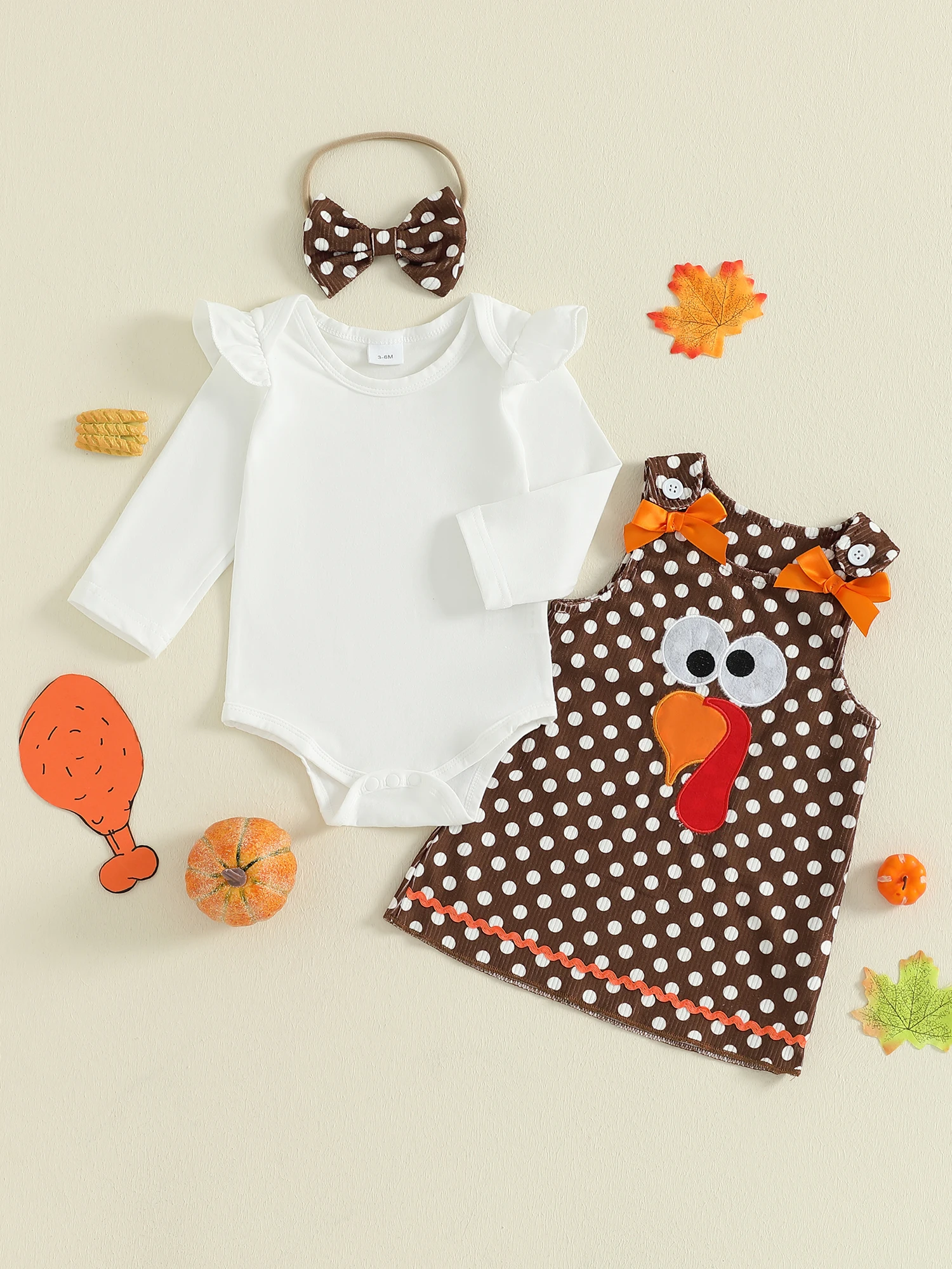 

Adorable Baby Girl Outfit Set with Floral Print Romper Ruffle Sleeve Top and Matching Headband 3Pcs Clothing Ensemble