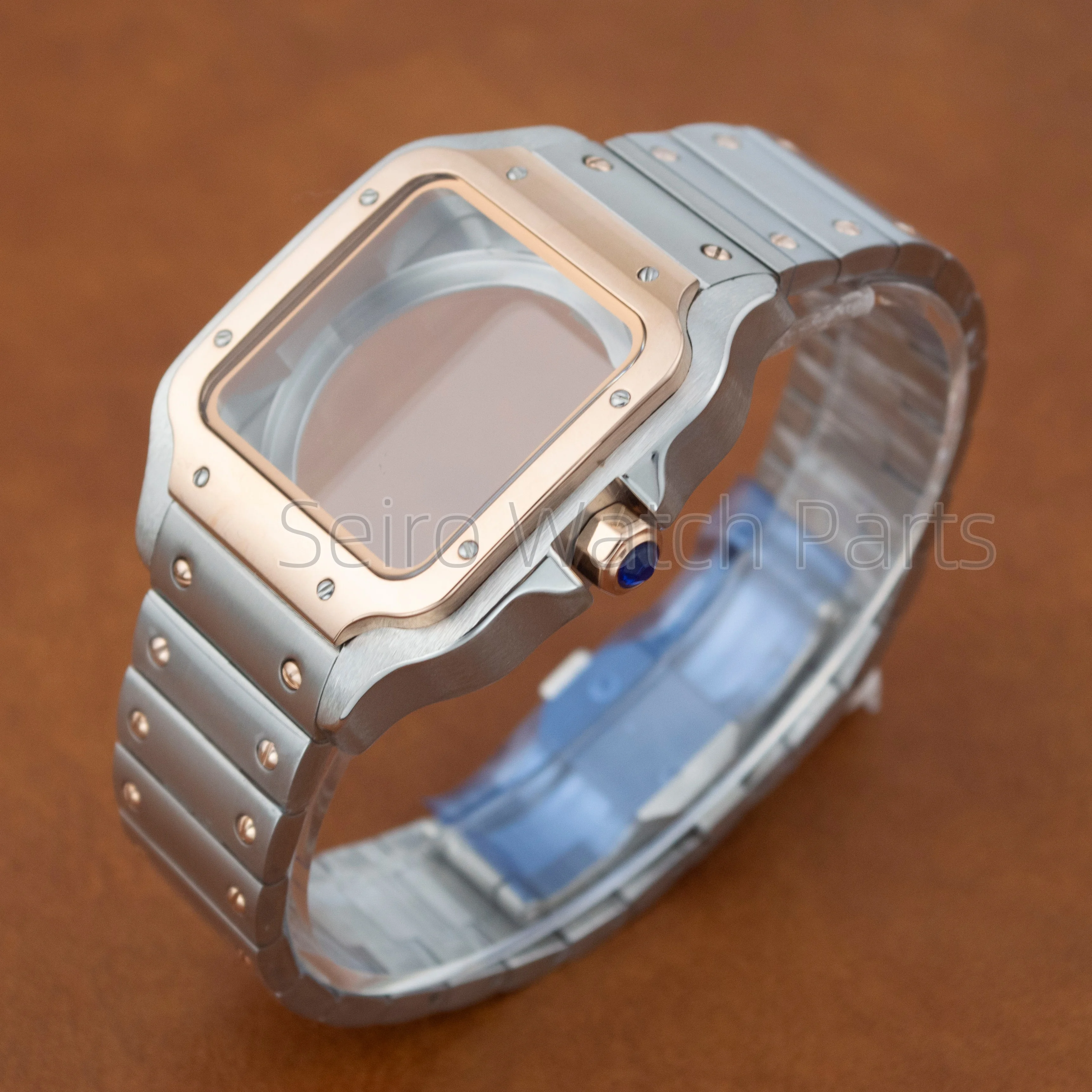 38 مللي متر ساعة مربعة حافظة الفولاذ المقاوم للصدأ سانتو حافظة NH35 تعديل أجزاء Seiko Mod اكسسوارات NH36 NH35 ساعة يد تعمل بالحركة #5