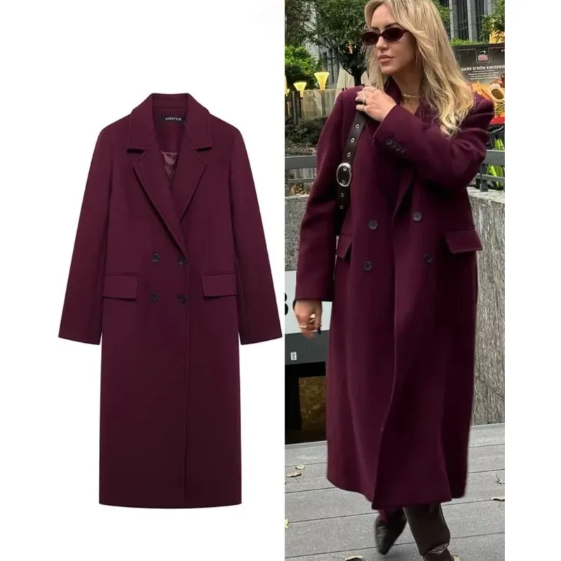 

NERHEFZ женское мягкое пальто осеннее повседневное двубортное двубортное пальто с отложным воротником и длинными рукавами на пуговицах верхняя одежда Pokcet женское шикарное пальто