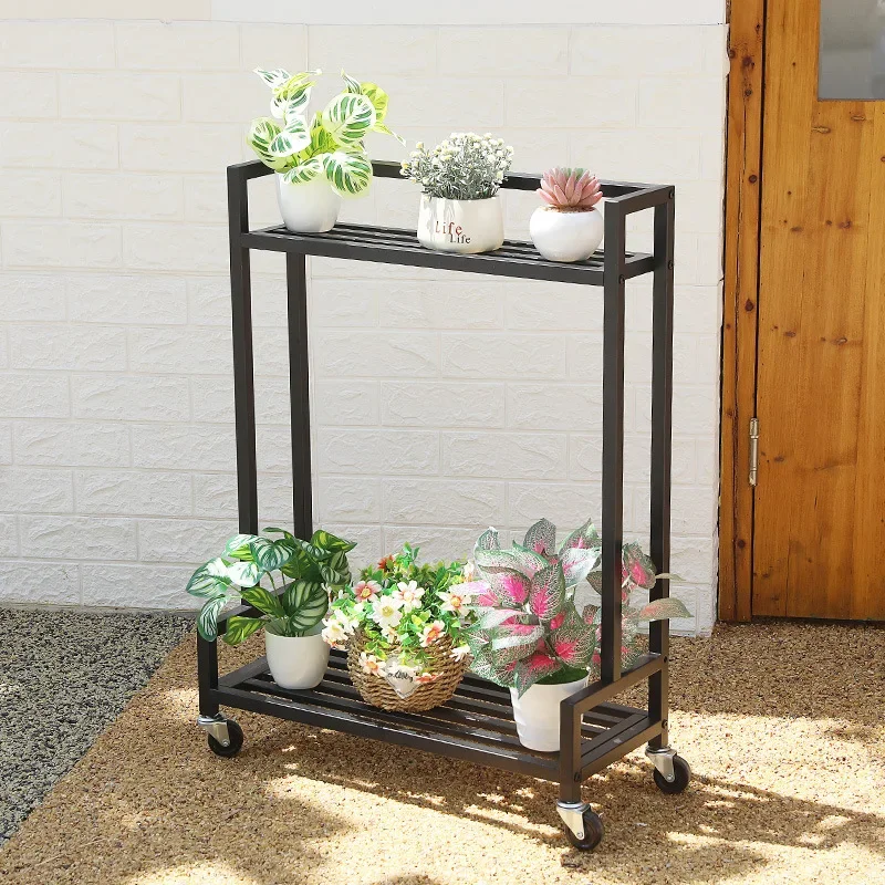 Simple and stylish living room indoor outdoor balcony floor-standing double-layer galvanized iron work, stable and durable