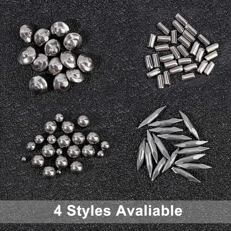 1pound 4 Shapes Stainless Steel Polished Beads Tumbling Media Pins Burnishing Media Shot for Rust Removal,Rough Polishing