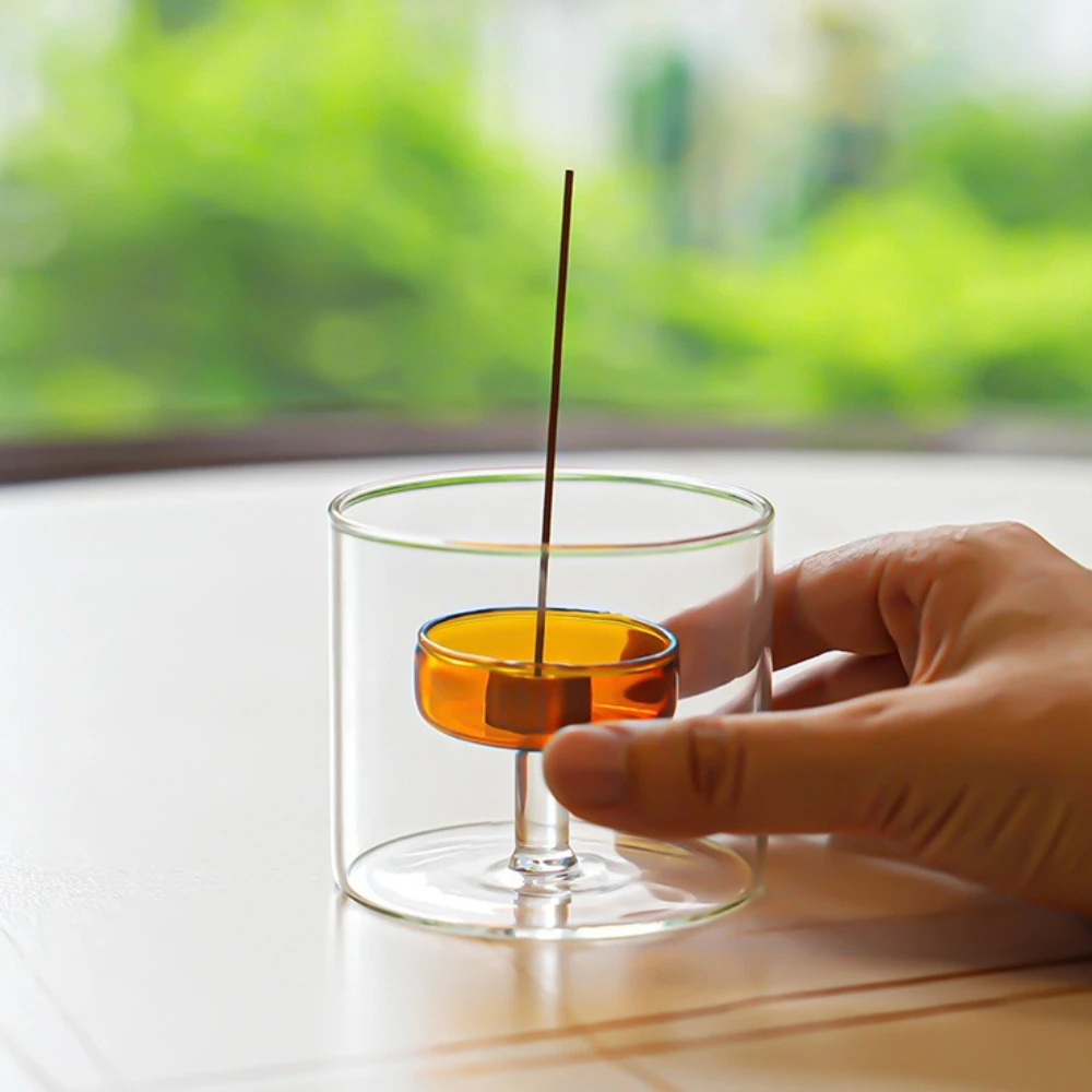 

Минималистичный стеклянный подсвечник двойного назначения, декор для ароматерапии, современный домашний ароматерапевтический ароматизатор, инструменты, палочка для благовоний, чайная свеча, подарки