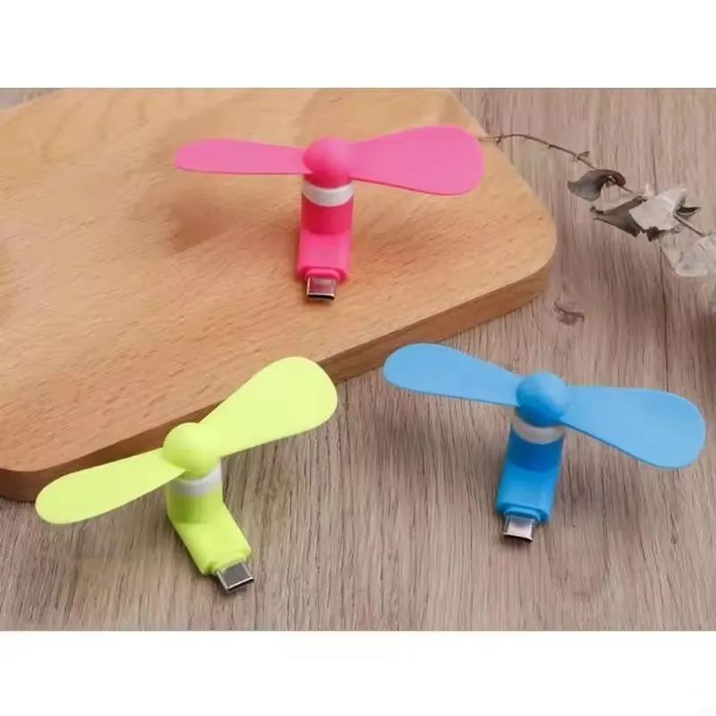 50PCS Type C Mini Phone Fan Portable MicroFan Mobile Phone for iPhone 15 iPad Samsung Galaxy Cellphones USB-C Port Gadget Fans