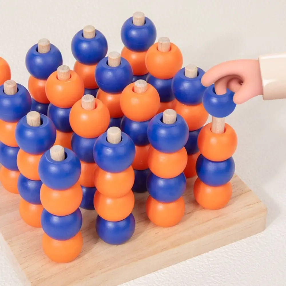 Quatro em uma fileira 4 contas 3D Quatro Connect Xadrez Educacional Diversão Brinquedo Gobang de Madeira Estratégia Materiais de Segurança