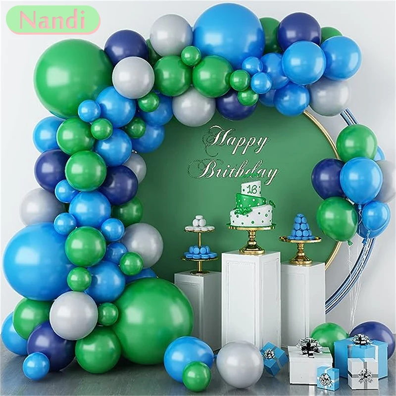 

96PCS Blue Green Balloon Garland Arch Kit Colorful Balloons Graduation Prom Decoration Wedding Birthday Party Baby Shower Boy