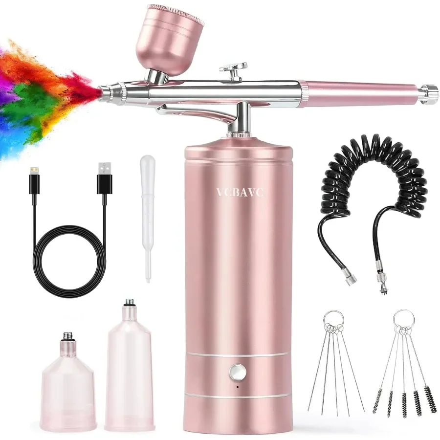 

Airbrush Kit with Compressor 48PSI HighPressure NonClogging Air Brush Set Cordless Rechargeable with 0.3mm Nozzle and Cleaning