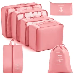 6 Pcs Set Travel Organizer Storage Bags Suitcase Packing Cubes Set Cases Portable Luggage Clothes Shoe Tidy Pouch Folding