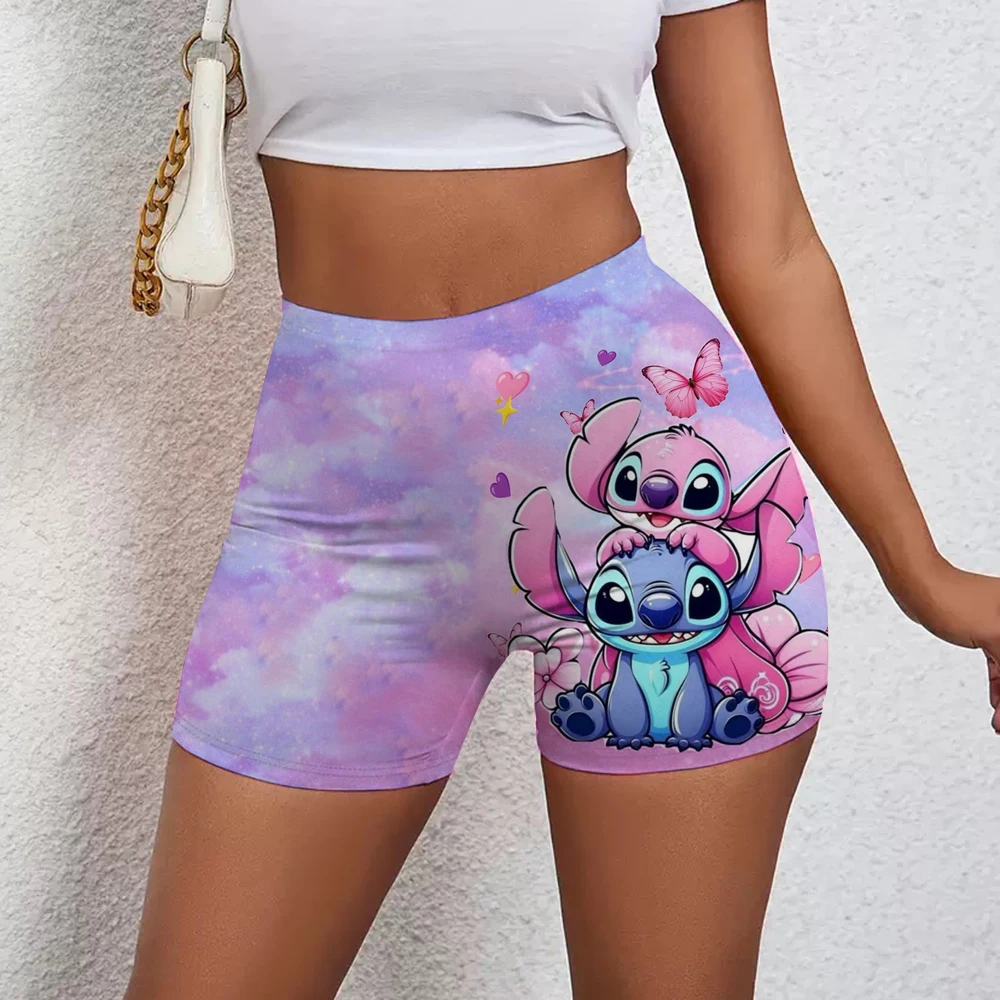 カスタム女性リロとスティッチパターンかわいいワークアウトヨガショーツジムアスレチックランニングバレーボールショーツ