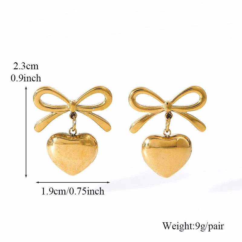 EILIECK 316L Edelstahl Blumenherz Bär Ohrhänger für Damen, Modische Ohrhänger, Schmuck, Urlaubsgeschenk, Bijoux – Detail 14
